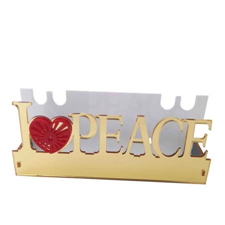 ❤️ I love Peace – Golden Acrylic Table Top ❤️