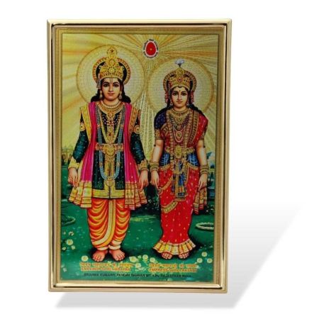 Dual Purpose Laxmi Narayan with Golden Photo Frame  (Size 13″×17″)