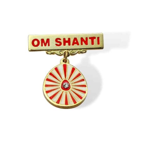 Shiv Baba American Diamond Badge – White and Red Rays of Blessings