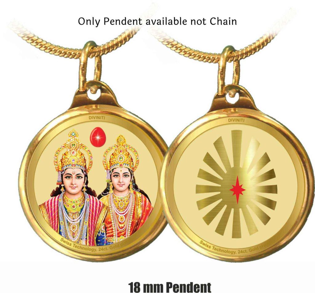 24K Gold Plated Shiv Bana & Laxmi Narayan 28MM Double Sided Pendant For Men, Women & Kids